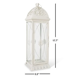 VADCAD Lantern Decorative Indoor & Outdoor, 17.7” Large Candle Lanterns with Clear Glass, Vintage Metal Hanging Candle Holders Farmhouse Shelf Wedding Front Porch Patio Décor, Christmas Decorations