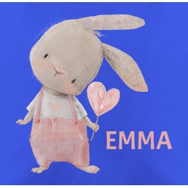 Kissen 50x50 - Süßer Hase Mädchen mit Name personalisiert I Häschen I Rabbit I Langohr I Süße Hasen - 50 x 50 cm - Blau - Kinder Kindergarten hasenmotiv Emma männerkissen und personalisiertes