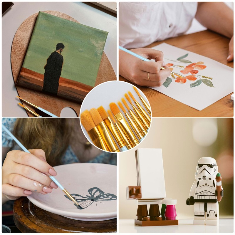 8 Pieces Paint Tray Palettes with Miniature Paint Brush Set,