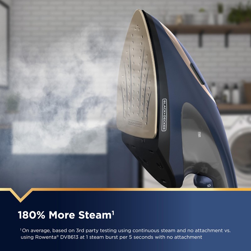 BLACK+DECKER Press & Steam 2-in-1 Iron and Steamer, 180% More