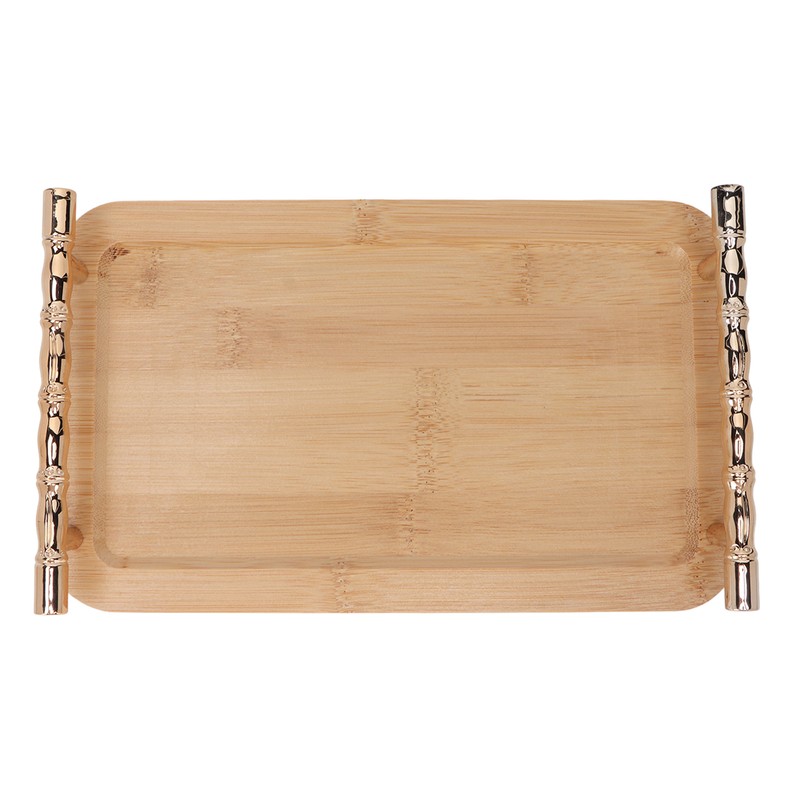 Bamboo Serving Tray with 2 Handle Eco Friendly Multipurpose Rectangular