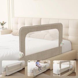 Dr. Pure Baby Bed Rail Guard for Toddlers - 47-inch Bed Side Rails for Full, Queen Bunk Size Bed Swing Down Foldable Anti-Fall - Breathable Mesh Safety Bedrail for Toddlers and Infants Kids