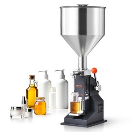 VEVOR Manual Paste Liquid Filling Machine, 5-50ml Adjustable Bottle Filling Machine, Stainless Steel Liquid Filler with 10L Hopper for Milk Water Juice Essential Oil Shampoo Cosmetic Honey
