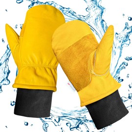 DLY Winter Work Gloves,Leather Winter Work Gloves for Men and Women,Waterproof Winter Gloves with Waterproof Membrane,Warm Working Gloves for Construction, Equipment Operation, Driving, Road Machinery