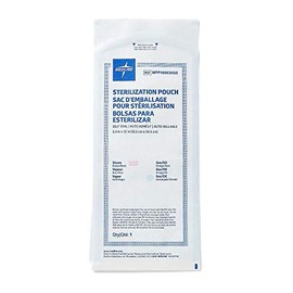 Medline Self-Seal Sterilization Pouches for Steam and Gas, 5.25 Inches x 12 Inches, Distinct Color Change Process Indicator, Strong Material, Prefolded, Case of 1000 Each