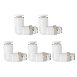 PATIKIL Push to Connect Fitting, 5 Pack Pneumatic Air Elbow Quick Connector 1/8"PT Male Thread x 6mm Tube 90 Degree Connect Tubing Elbow Air Tube Fitting Pneumatic Quick Adapter, White