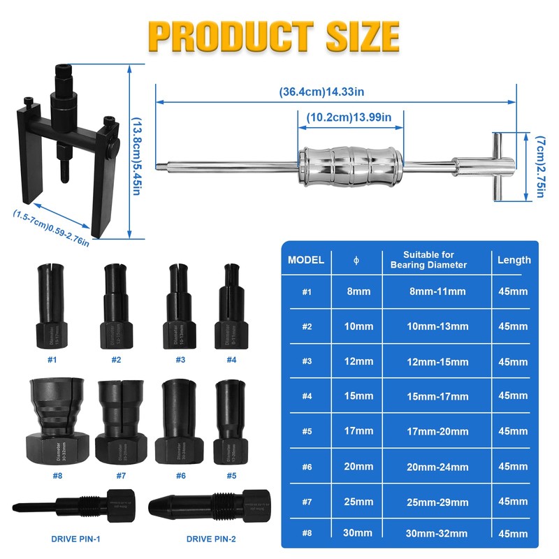 YATOINTO 12Pcs Blind Hole Bearing Puller Kit, Pilot Internal Bearing