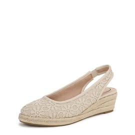 LifeStride Womens Kayden Wedge Sandal Natural Tan Fabric 8.5 M