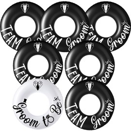 Motionchic 7 Pcs Groom Pool Float Funny Bachelor Party Decorations Inflatable Pool Tubes for Adults 47.24 Inch Team Groom Pool Floaties Party Favors for Bachelor Groom Shower Party