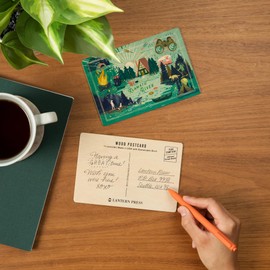 Klamath River, California, River Life Collage, Landscape With Trees (4x6 Birch Wood Postcards, 2-Pack Stationary, Rustic Home Wall Decor)