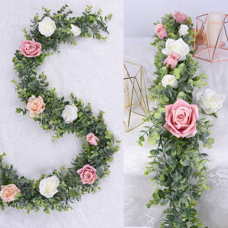 DearHouse Faux Eucalyptus Garland Plant, 2 Pack Artificial Vines Hanging