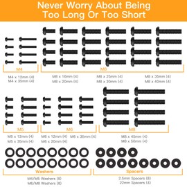 Universal TV Mounting Hardware Kit Fits Most TVs up to 80 inches, VESA Wall Mount M4, M5, M6, M8 Screws, Spacers and Washers, Works with Most TV/Monitor Mounts, PGUHP2, Black