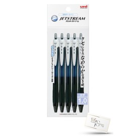 Mitsubishi Pencil Jet Stream 0.04 inch (1.0 mm) Ball, Permanent Ball, Black, 5 Pieces, SXN-150-10 5P MITSUBISHI Pencil JETSTREAM BLACK Main Unit, 1 x Original index card (Information Card)