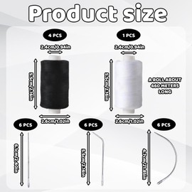 23Pcs Set Needle and Thread Kit, 5 Rolls of Durable Thread with 18 Assorted Needles, Professional Sewing Set for Hair Extensions, Wig Making, Leather Repair, and DIY Crafting