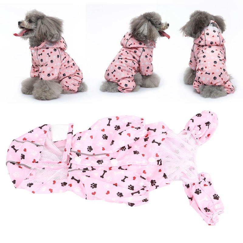 Reflective Puppy Raincoat Jacket Waterproof Breathable Cute Pattern Pet Dog