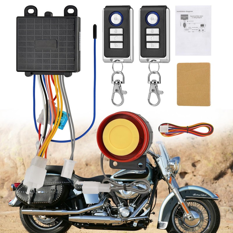 Snlazp Motorcycle Anti-Theft Alarm Security System, Control Engine Start Bike