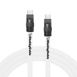 chubbycable Two-Color Chubby - 240W Silicone USB C Cable Extra Thick Fast Charging Cable Phone Tablet Type C Charger Cord, White+Black, Type-C to Type-C, 3.3FT