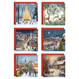 Giftinghouse Charity Christmas Cards 2024 Pack of 24/48 | Multipack Xmas Cards for Family, Friends with Red envelopes - MADE IN UK (48 CARDS)