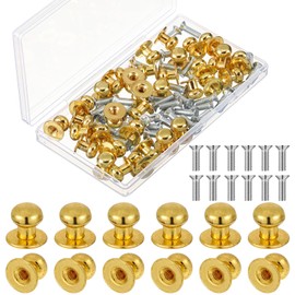 Ripeng 36 Pieces Mini Round Head Knobs Vintage Antique Drawer Metal Round Head Pull Handle Knobs with Screws for Wood Case Drawer Cabinets 0.47 x 0.43 Inch (Gold)
