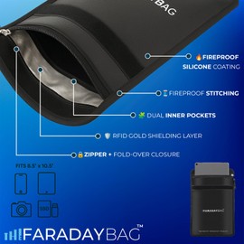 8.5 x 10.5 Faraday Bags – Fireproof & Waterproof Money Bag – RFID Blocking Sleeves – Phone Faraday Bag for EMP Protection – EMF Radiation Blocker for Small Devices
