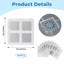 100Pcs Hair Catcher Shower Drain, Shower Hair Catcher, Hair Catcher for Shower Drain, Sink Strainer Drain Protector, Floor Drain Sticker, Shower Drain Covers Plug Trap Filter for Laundry Room