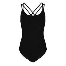 Women's Black Dance Leotard - Cotton | DL013 (Medium (UK 10))