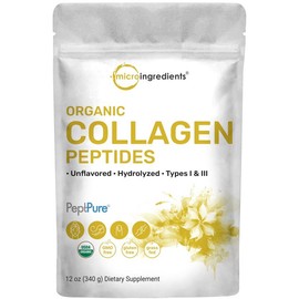 Micro Ingredients Organic Collagen Peptides Powder, 12oz Edible Supplement