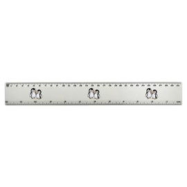 'Pixel Art Penguins' 30cm (12 Inch) White Plastic Ruler (RL00077780)