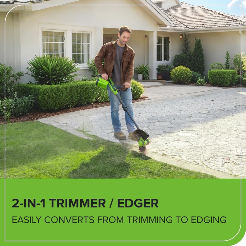 Greenworks 40V 13" 2-in-1 Cordless Trimmer/Edger w/ 20 Blades, Heavy
