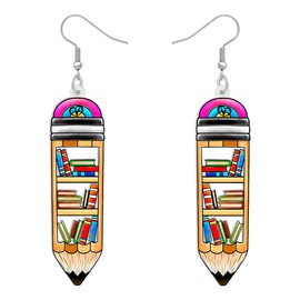 DOWAY Cute Acrylic Teacher Earrings, Funny Back to School for Women Girls Kids Gifts Bulk Pack, Acrylic, No Gemstone