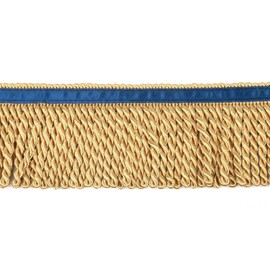 HedongHexi Bullion Fringe Trim and Embellishments 5/10 Yard X 2.5 Inches Fabric Trims Sewing DIY Decoration for Clothes Gold Hebrew Fringes with Blue Ribbon