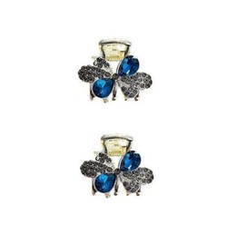 Rhinestone Mini small Hair Clips, Retro blue flower Sophistication Hair Clips Hair Accessories for Women Girls(2pcs)