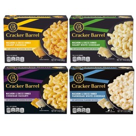 Macaroni and Cheese by Cracker Barrel in 4 Variety Packs - Sharp Cheddar, Cheddar Havarti, Sharp White Cheddar Flavor and Parmesan White Cheddar, An Instant Mac and Cheese Dinner Meal for the Whole Family, Pantry Staples