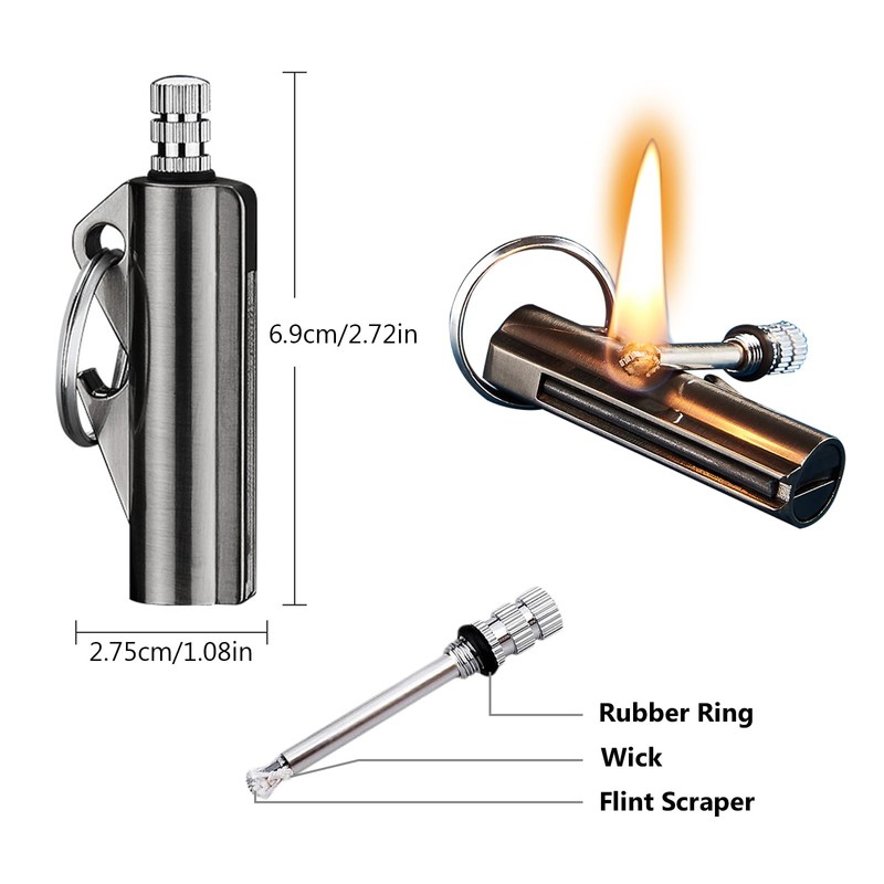 2 Pack Permanent Match Infinity Lighter, Multitool Keychain Bottle Opener