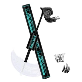 Lash Bond and Seal Eyelash Extension Glue Eyelash Cluster Glue House of Lash Clusters Mascara Wand Glue Long Lasting 72 Hours Black Cluster Lash Glue + Lash Seal 2 in 1 for Beginers(Qinghei,10ml)
