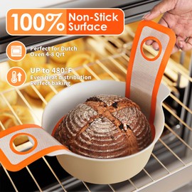 Silicone Bread Sling for Dutch Oven - 2 Pack Baking Mats with Silicone Brush and Storage Band, Non-Stick, Heat-Resistant & Easy to Clean, Reusable for Sourdough Bread Baking Supplies (orange, 1 pack)