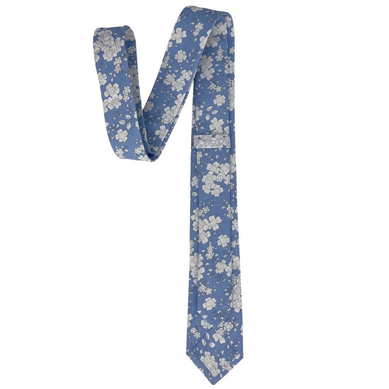 Kebocis Corbata de algodón para hombre, Blooms - Azul claro,