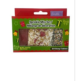 3 Pack Christmas Sprinkle Mix Set (Sprinkle Mix Set- Gold, White, Red and Green Gift Giving)