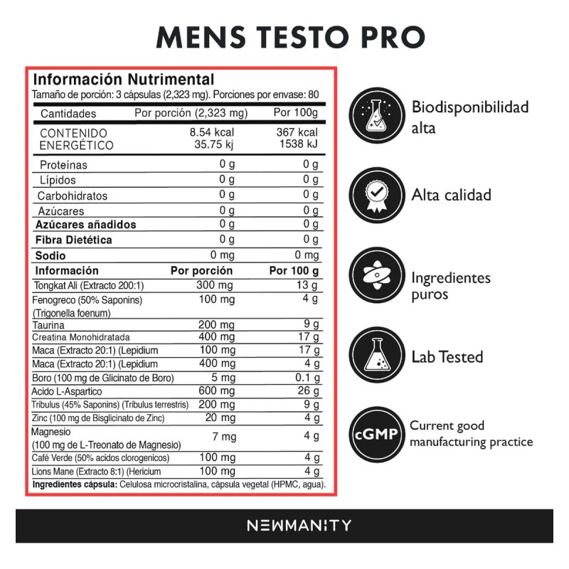 Mens Testo Pro Testosterona 11 En 1 - Newmanity 240
