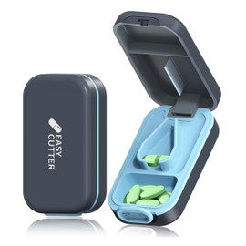 Pill Cutter | Pill Splitter for Small or Large Pills | Design in The USA| Cuts Vitamins | Pill Splitter with Buckle Design Easy to Open | Detachable pad Easy to Clean(‌Azure‌)