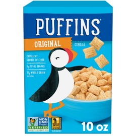 Barbara's Original Puffins Cereal, Puffed Corn and Oat Crunch for Kids, Vegan, Kosher, Non-GMO Project Verified, 10 OZ Box (Pack of 1)