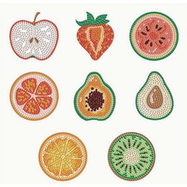 Syntego 8 Pieces 5D Diamond Art Assorted Cute Fruit Magnets DIY Diamond Magnet Kit for Beginners Arts and Crafts
