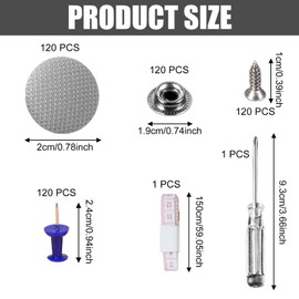 Leikurvo 120 pieces roof liner repair kit, car repair rivets, car roof liner repair button, car roof rivets with 1 screwdriver, 1 tape measure, 1 plastic box, car canopy repair for all cars