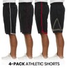 4 Pack: Men's Dry-Fit Sweat Resistant Active Athletic Performance Shorts