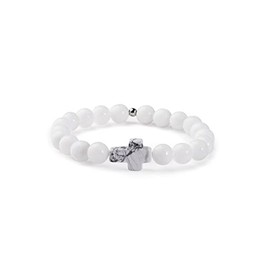 Elevated Faith Classic White Cross Bracelet (White, Medium)