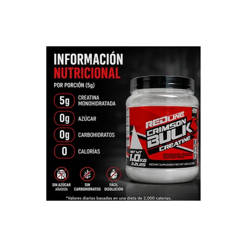 Redline Creatina Monohidratada Crimson Bulk Natural 1kg Natural
