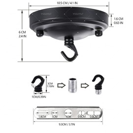 YSGUYILT Ceiling Rose with Hooks Ceiling Canopy Black Metal Canopy Lamp Ceiling Plate for Pendant Lamp Canopy for Chandelier Ceiling Rose for Hanging (Pack of 1)