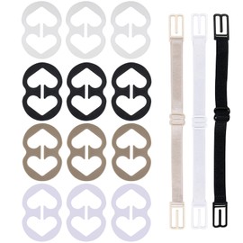Thsinde Bra Strap Clips, 12 Bra Clips and Bra Straps Holder Women’s Black,White,Beige for Full Cup Size