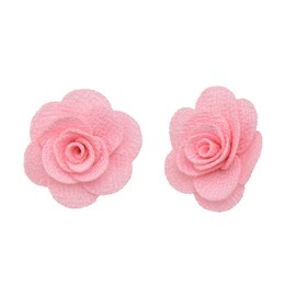 1.5" Handmade Fabric Flowers Leverback Earrings for Women, Pale Pink