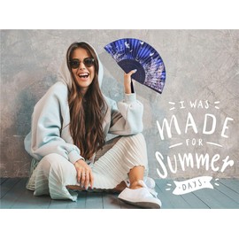 Zolee Small Folding Hand Fan for Women - Chinese Japanese Vintage Bamboo Silk Fans - for Dance, Performance, Decoration, Wedding, Party, Gift - Sakura Cherry Blossom Pattern (WZS-1)